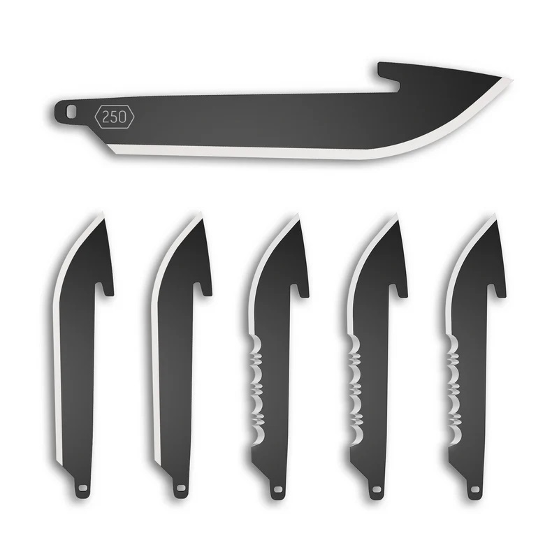 Outdoor Edge 2.5" Replacement Blades 6 Pack Black Oxide - 3 x Drop Point 3 x Part Serrated