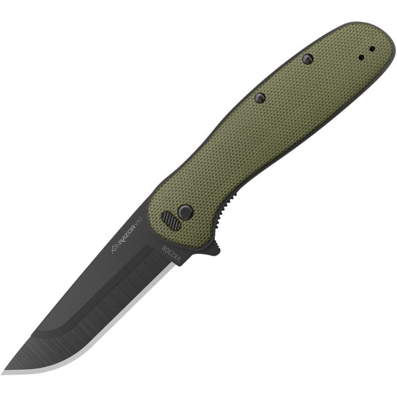 Outdoor Edge Razor VX2 Folding Knife - 3" Removable Blades Green G10 Handle