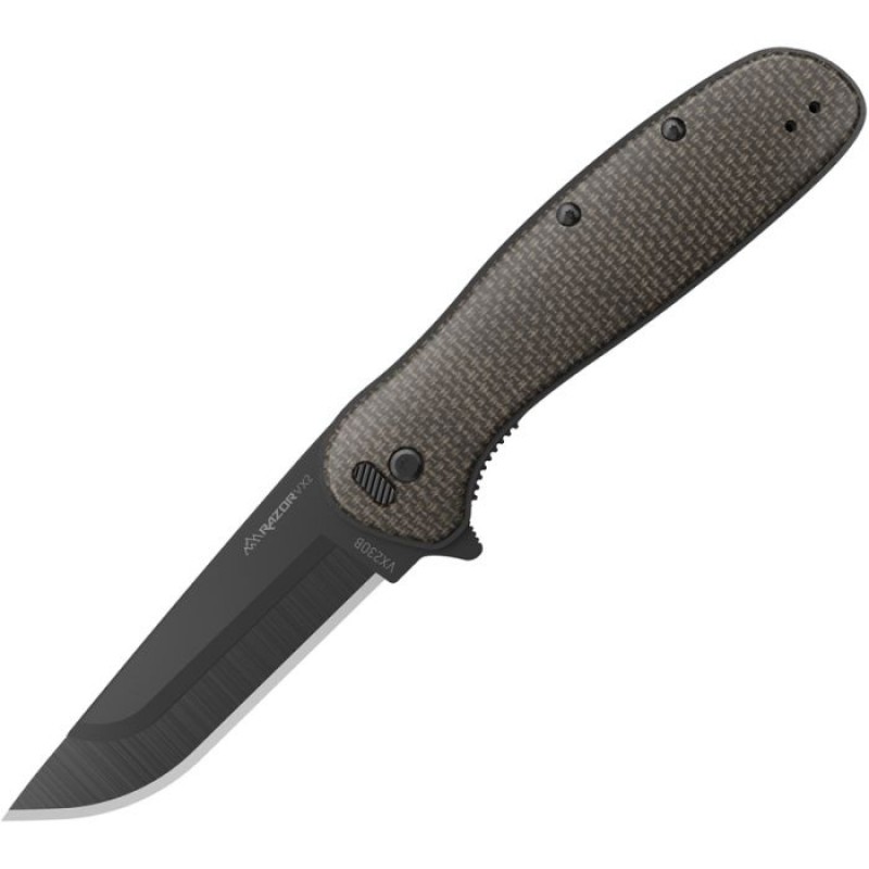 Outdoor Edge Razor VX2 Folding Knife - 3" Removable Blade Brown Burlap Micarta Handle