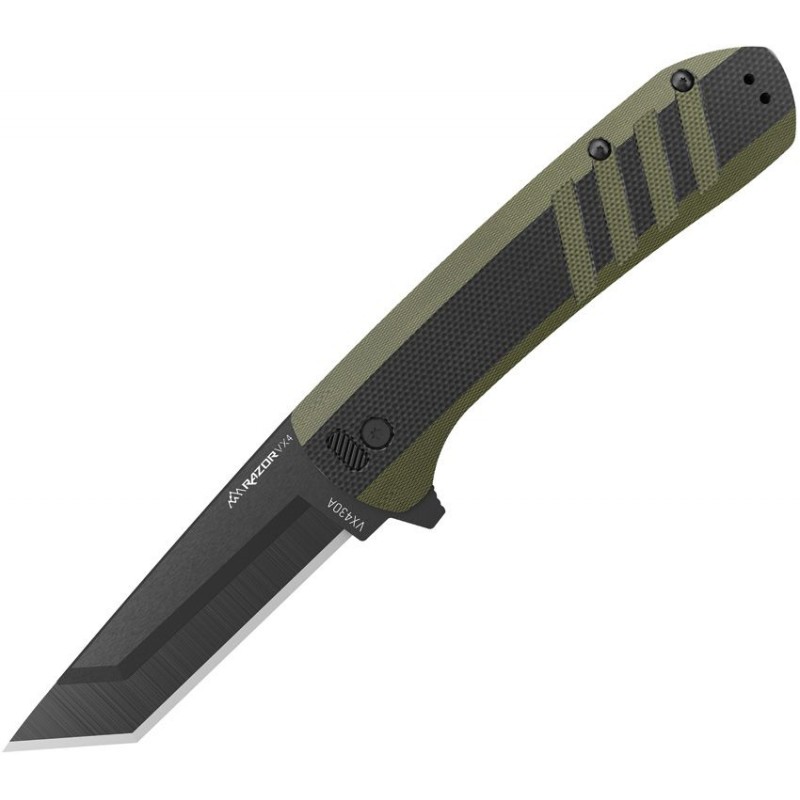 Outdoor Edge Razor VX4 Folder - 3" Removable Blade (4 Included) Black and Green G10 Handle