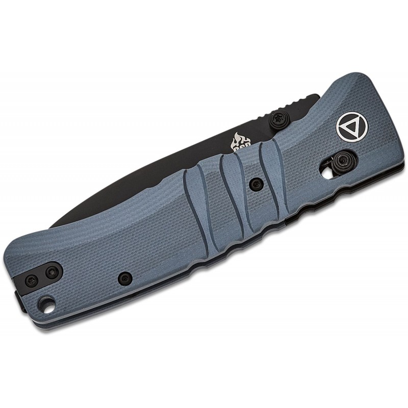 QSP Ripley Glyde Folding Knife - 3.5" 14C28N Black Blade Milled Grey G10 Handle