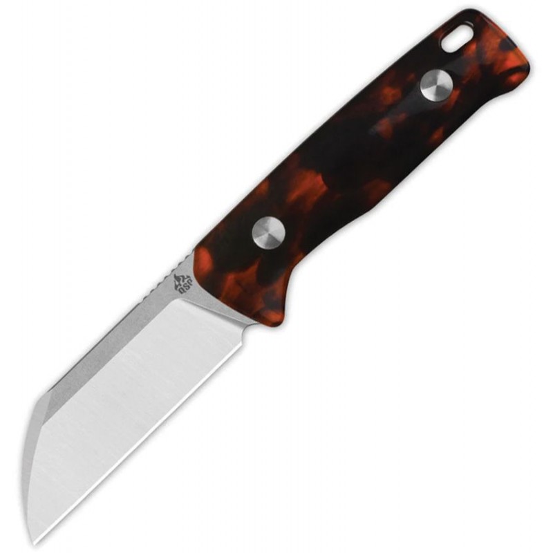 QSP Baby Penguin Fixed Blade Knife - 2.53" 14C28N Two-Tone Satin Sheepsfoot Blade Tortoise Resin Handle