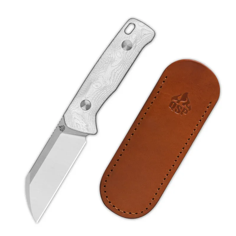 QSP Baby Penguin Fixed Blade Knife - 2.53" 14C28N Two-Tone Satin Sheepsfoot Blade Aluminum Foil Handle