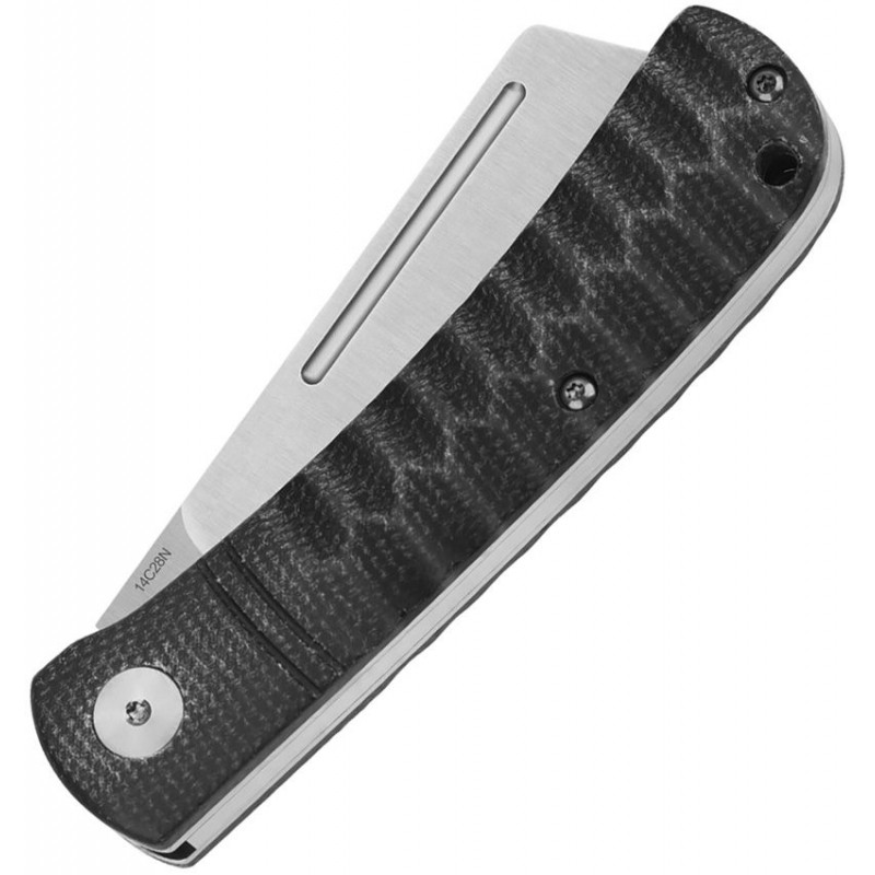 QSP Hedgehog UK EDC Knife - 2.88" 14C28N Satin Cleaver Blade Black Micarta Handle