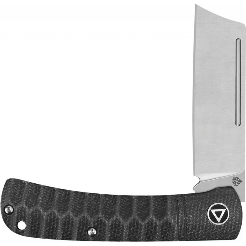 QSP Hedgehog UK EDC Knife - 2.88" 14C28N Satin Cleaver Blade Black Micarta Handle