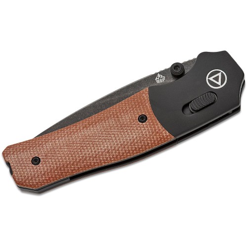QSP Vault Folding Knife - 3.25" 14C28N Black Stonewashed Blade Tan Micarta Handle