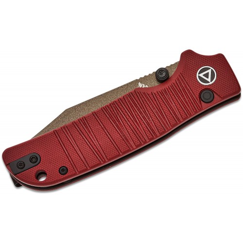 QSP Kali Folding Knife - 3.25" 14C28N Champagne Blade Dark Red Milled G10 Handle