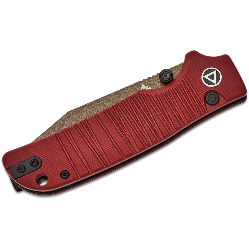QSP Kali Folding Knife - 3.25" 14C28N Champagne Blade Dark Red Milled G10 Handle