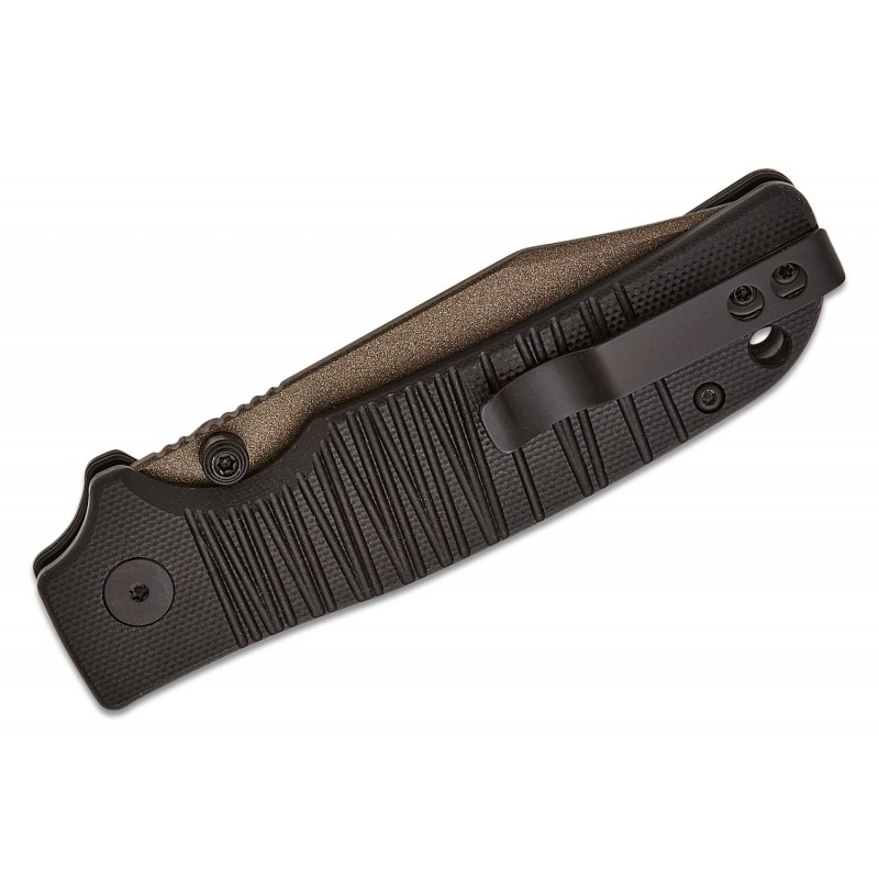 QSP Kali Folding Knife - 3.25" 14C28N Champagne Blade Black Milled G10 Handle