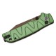 QSP Kali Folding Knife - 3.25" 14C28N Champagne Blade Green Milled G10 Handle