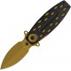 QSP Beetle Folding Knife - 2.95" 14C28N Bronze Single-Edge Spear Point Blade Black G10 Handle