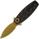 QSP Beetle Folding Knife - 2.95" 14C28N Bronze Single-Edge Spear Point Blade Black G10 Handle