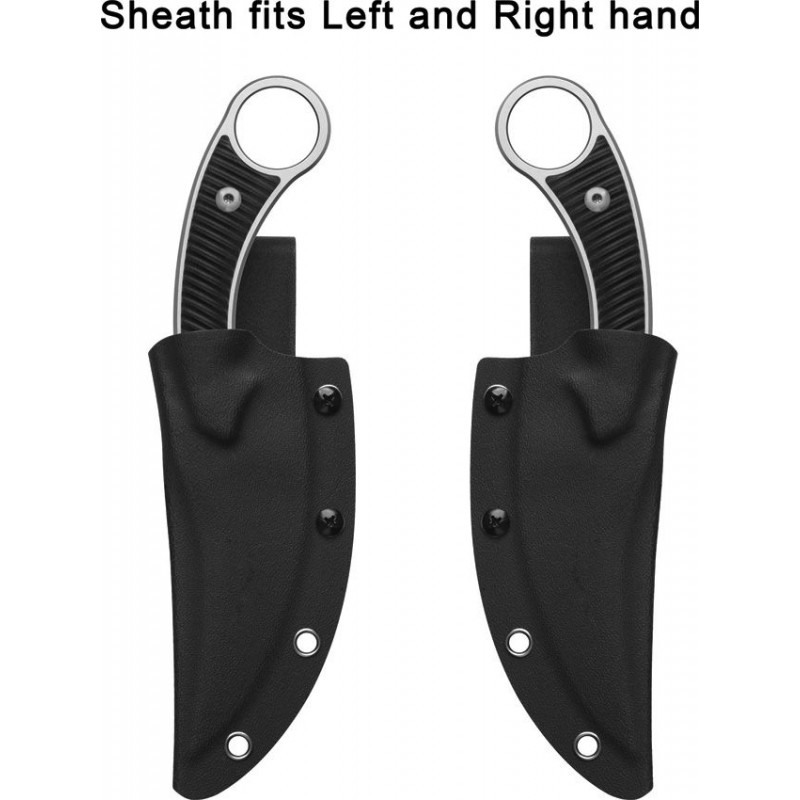 QSP Viper Fixed Blade Knife - 4" Stainless Steel CP Blade Black Sculpted G10 Handle