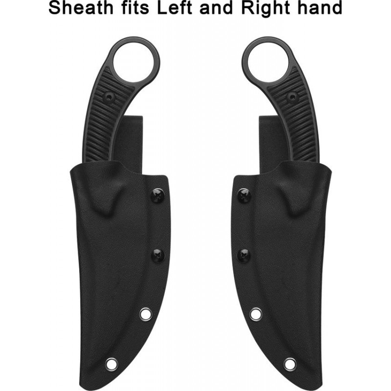 QSP Viper Fixed Blade Knife - 4" Black Stainless Steel CP Blade Black Sculpted G10 Handle