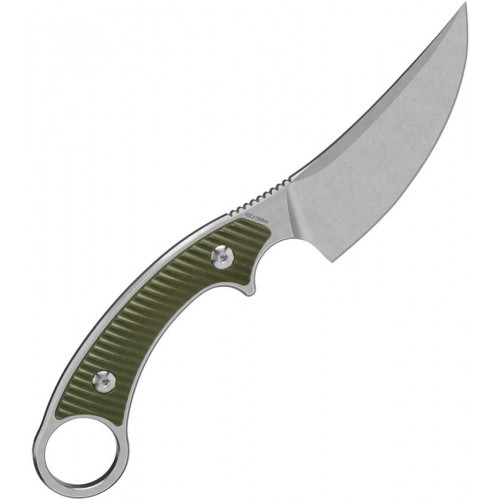 QSP Viper Fixed Blade Knife - 4" Stainless Steel CP Blade OD Green Sculpted G10 Handle