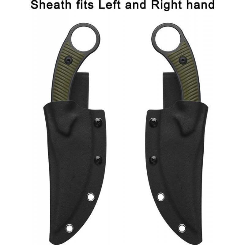 QSP Viper Fixed Blade Knife - 4" Black Stainless Steel CP Blade OD Green Sculpted G10 Handle