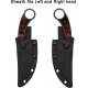 QSP Viper Fixed Blade Knife - 4" Black Stainless Steel CP Blade Black and Red Tortoise Resin Sculpted Handle