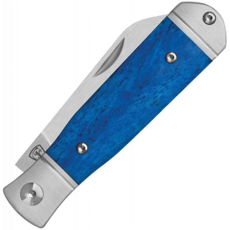QSP Jumping Jack UK EDC Pocket Knife - 2.75" 14C28N Stainless Steel Blade Blue Smooth Bone Handle