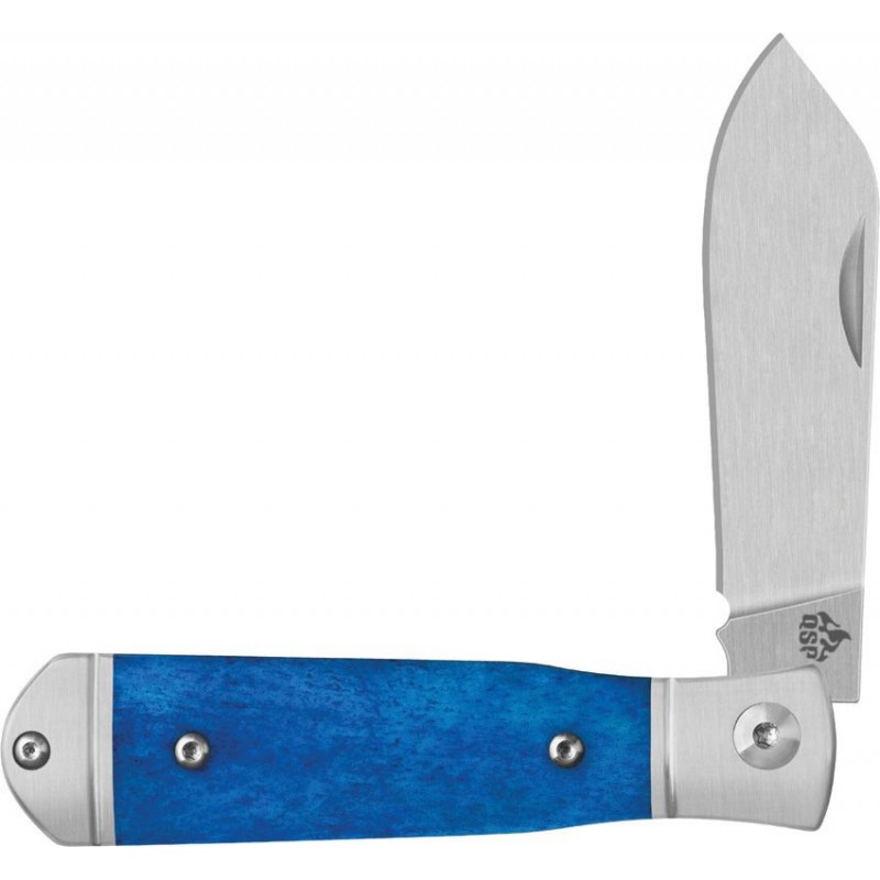 QSP Jumping Jack UK EDC Pocket Knife - 2.75" 14C28N Stainless Steel Blade Blue Smooth Bone Handle