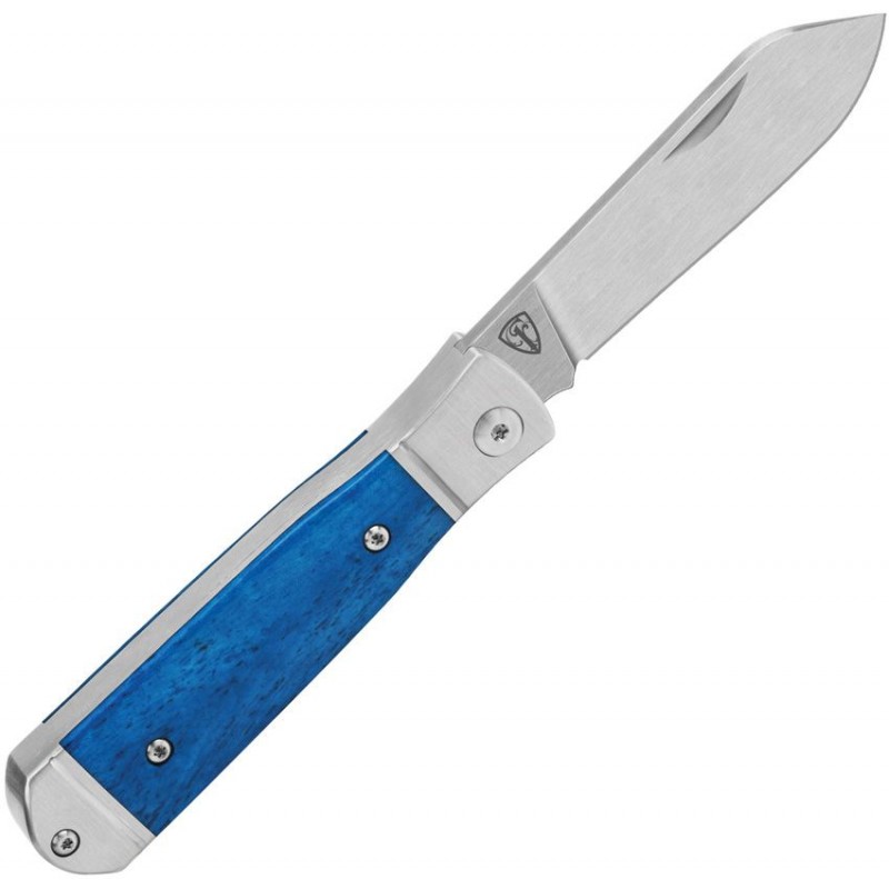 QSP Jumping Jack UK EDC Pocket Knife - 2.75" 14C28N Stainless Steel Blade Blue Smooth Bone Handle