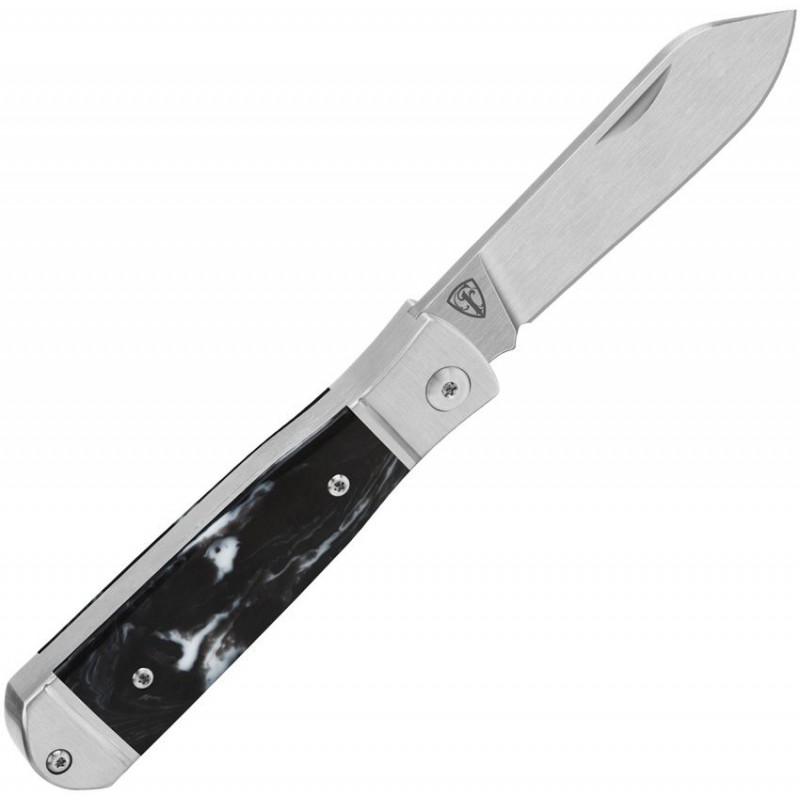 QSP Jumping Jack UK EDC Pocket Knife - 2.75" 14C28N Stainless Steel Blade Black and White Resin Handle