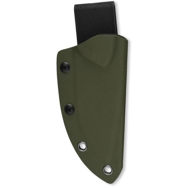 QSP Tiny Tots Fixed Blade Knife - 3.5" Black Stainless Steel DP Blade OD Green G10 Handle