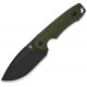 QSP Tiny Tots Fixed Blade Knife - 3.5" Black Stainless Steel DP Blade OD Green G10 Handle