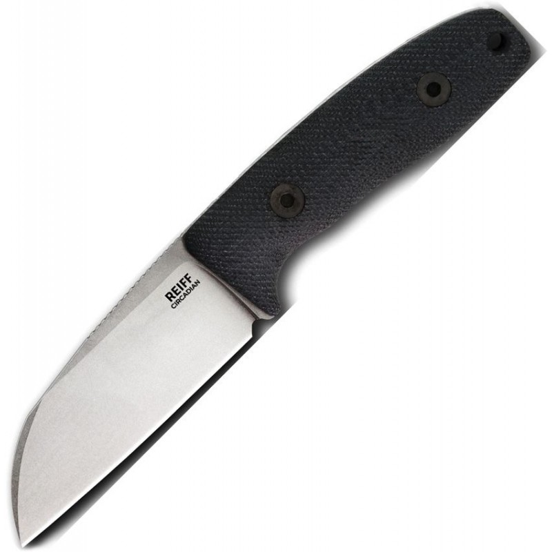 Reiff Knives Circadian Knife - 3.28" CPM-MagnaCut Sheepsfoot Blade Black Canvas Micarta Handle Kydex Sheath
