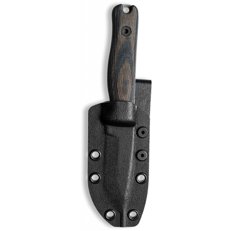 Reiff Knives F3 EDC Knife - 2.9" CPM-3V Carbon Steel Blade Black and Green Canvas Micarta Handle Kydex Sheath
