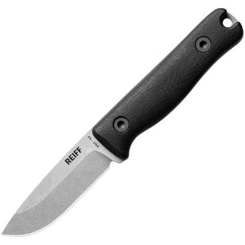 Reiff Knives F3 EDC Knife - 2.9" CPM-3V Carbon Steel Blade Black Canvas Micarta Handle Kydex Sheath