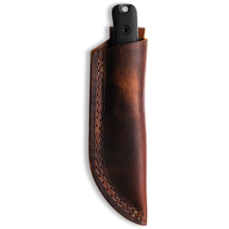 Reiff Knives F3 EDC Knife - 2.9" CPM-MagnaCut Stainless Blade Black G10 Handle Leather Sheath