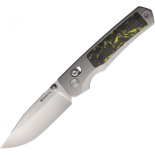 Remette Aurora Folding Knife - 3.35" M390 Blade Titanium Handle with Jungle Wear Fat Carbon Fiber Inlay
