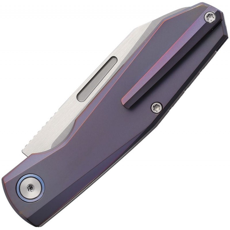 Remette Knives Squirrel UK EDC Folding Knife - 2.83" M390 Sheepsfoot Blade Purple Titanium Handle