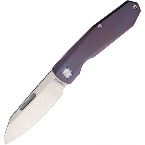 Remette Squirrel UK EDC Folding Knife - 2.83" M390 Sheepsfoot Blade Purple Titanium Handle