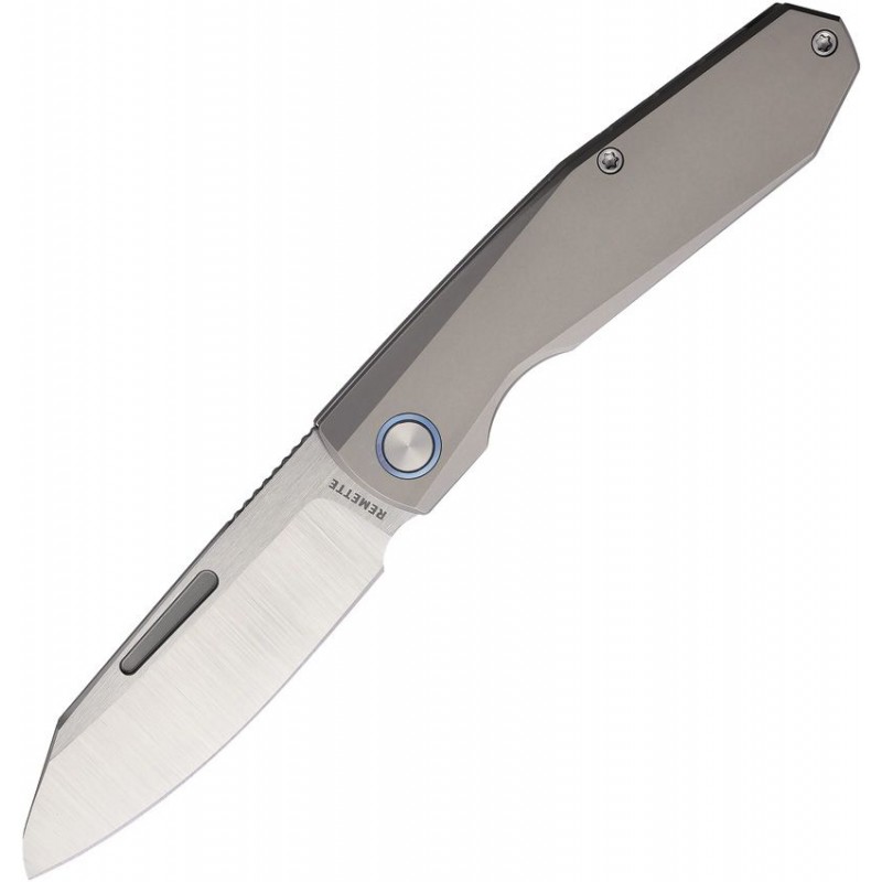 Remette Squirrel UK EDC Folding Knife - 2.83" M390 Sheepsfoot Blade Grey Titanium Handle