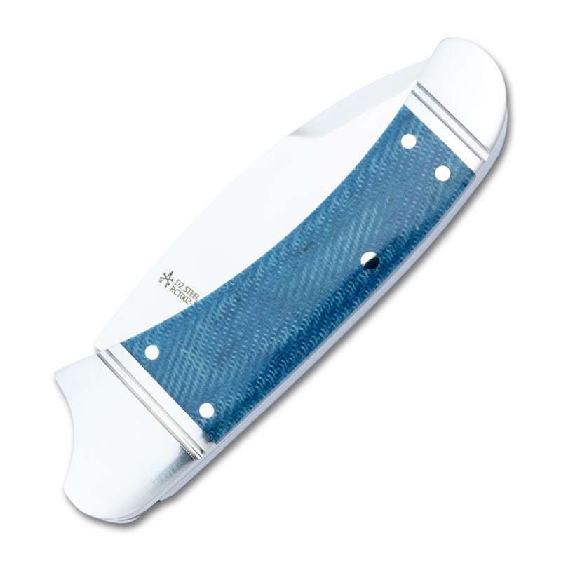 RoseCraft Blades Zambezi UK EDC Pocket Knife - 2.5" D2 Steel Blade Blue Micarta Handle