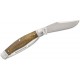 RoseCraft Blades Mosquito Lake Moose UK EDC Folding Knife - 2.8" D2 Clip and Spear Point Blades Vintage Moss Brown Bone Handle