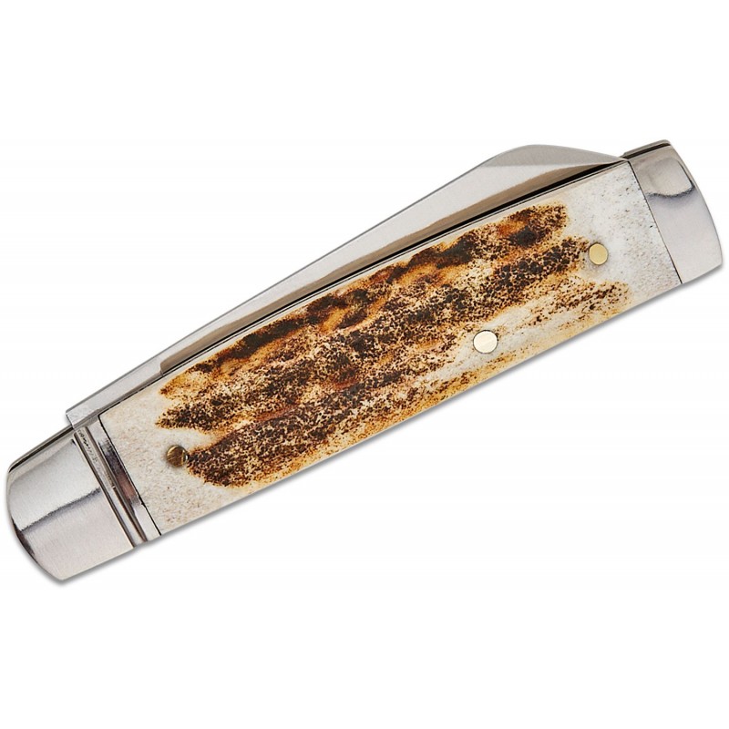 RoseCraft Blades Sweetwater Creek Senator UK EDC Folding Knife - 2.7" D2 Lambsfoot Blade Stag Handles with Stainless Bolsters