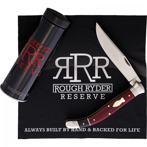 Rough Ryder Reserve Sabacc Pocket Knife - 4.25" D2 Tool Steel Blade Black and Burgundy Micarta Handle