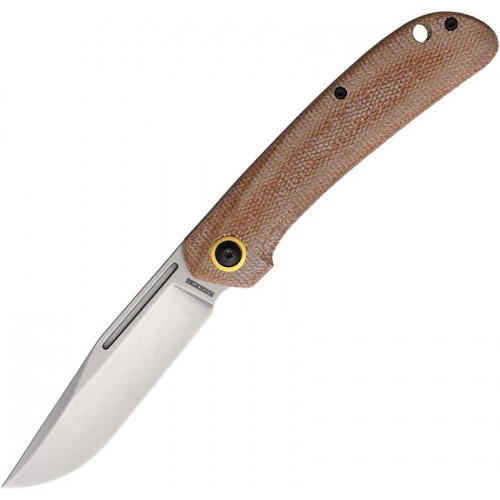 Rough Ryder UK EDC Slip Joint Pocket Knife - 3.5" D2 Stainless Steel Brown Micarta Handle
