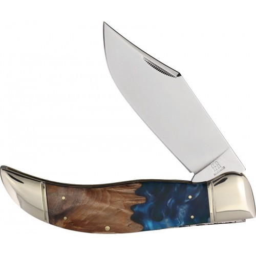 Rough Ryder Deer Slayer Pandors Swirl Slipjoint Knife - 4.25" Stainless Steel Blade Blue Resin Handle