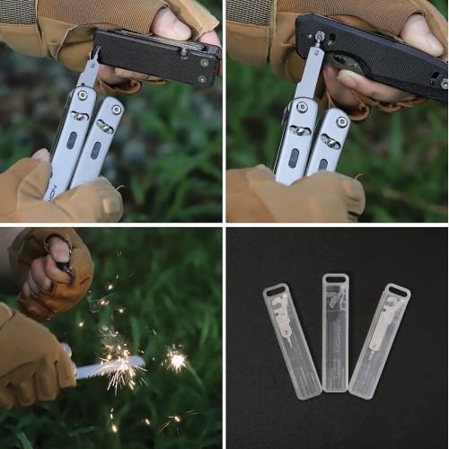 FT04 Set for Roxon Flex Multi-Tool - T6 Torx Wrench T6/T8 Torx Screwdriver Flint and Firestarter