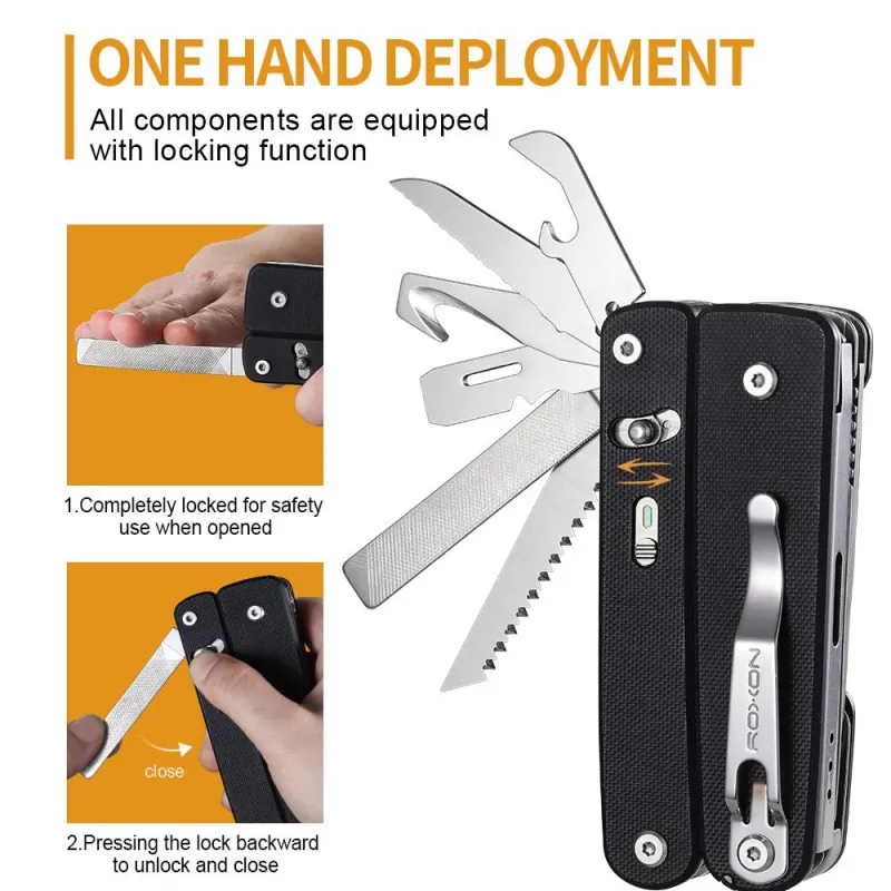 Roxon Flex Titan Modular Multi-Tool -  3.42" Closed 14 Tools Black G10 Handle Cyclaire Knives and Tools