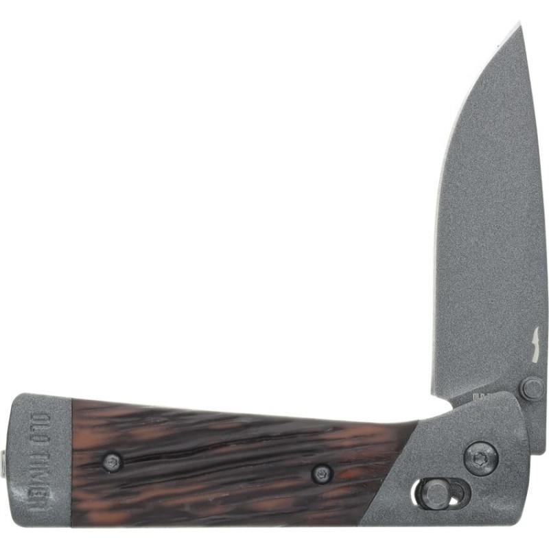 Schrade Old Timer Frontier Pivot Lock Knife - 3.1" Gray Blade Luxewood Compostie Handle