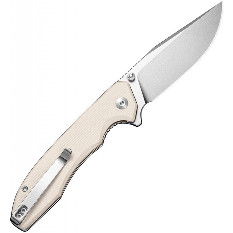 Sencut Sylor Liner Lock Folding Knife - 3.35" D2 Satin Clip Point Blade Ivory G10 Handle