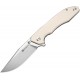Sencut Sylor Liner Lock Folding Knife - 3.35" D2 Satin Clip Point Blade Ivory G10 Handle