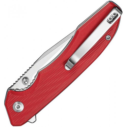 Sencut Sylor Liner Lock Folding Knife - 3.35" D2 Satin Clip Point Blade Red G10 Handle