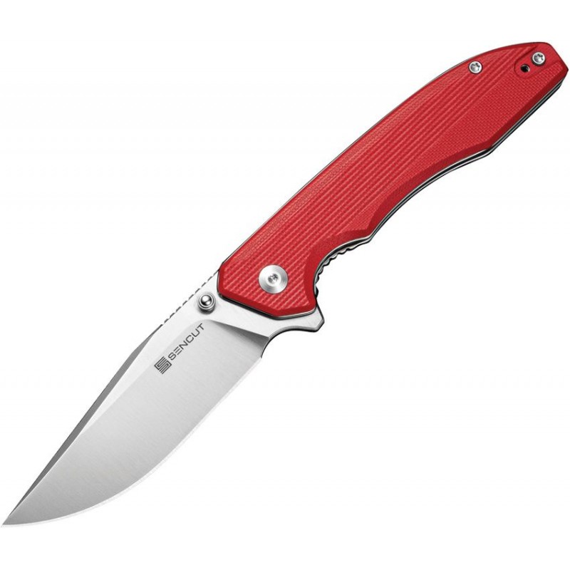 Sencut Sylor Liner Lock Folding Knife - 3.35" D2 Satin Clip Point Blade Red G10 Handle