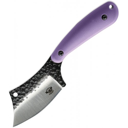 Skallywag Tactical Mantis Cleaver Fixed Blade Knife - 2.75" Hammered 420 Stainless Steel Blade Purple Handle
