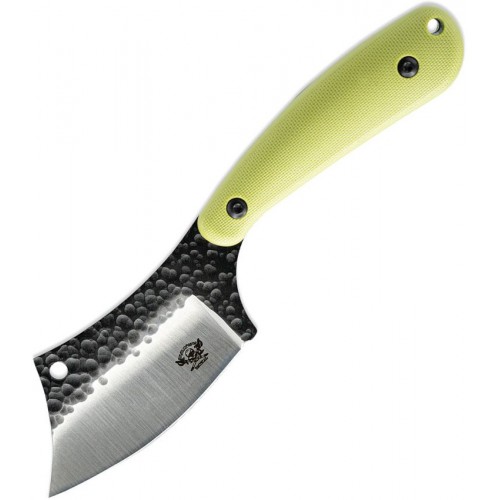 Skallywag Tactical Mantis Cleaver Fixed Blade Knife - 2.75" Hammered 420 Stainless Steel Blade Green Handle